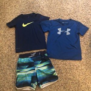 Kids Swim bundle - swim shorts size 4 - two water shirts size 6